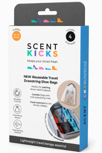 Scent Kicks™ Reusable Shoe Travel Bags | Vanilla & Caramel 4 Pack