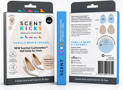 Scent Cushionettes™ Half Soles for Heels | Vanilla & Caramel | 1 Pair