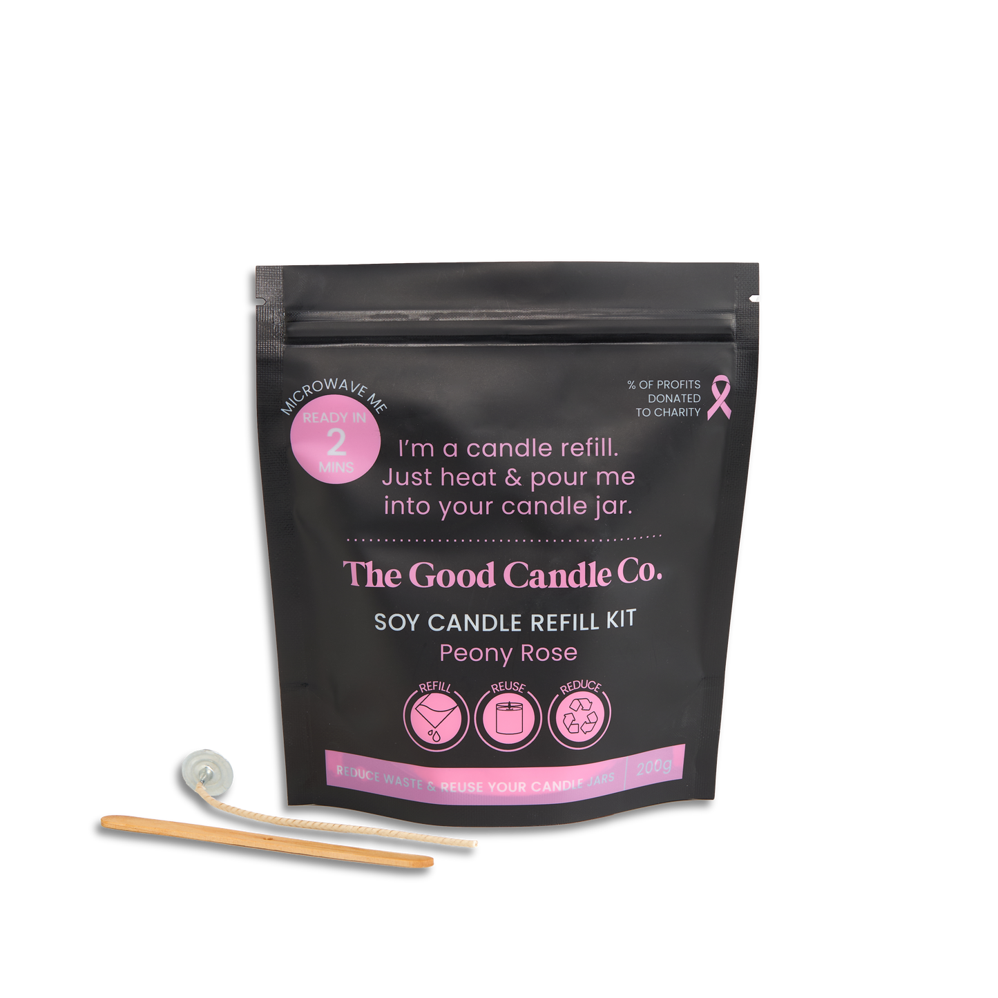 The Good Candle Co. Soy Candle Refill Kit | 200g | Peony Rose